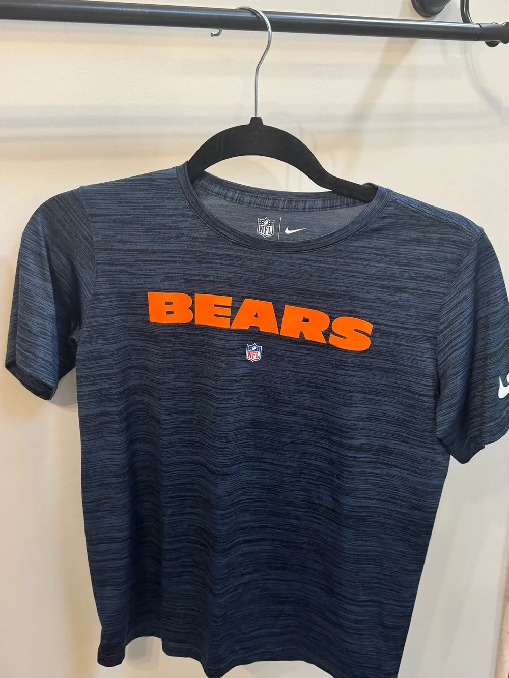 Nike Navy Heather Chicago Bears Short Sleeve Tee with Orange Logo